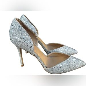 Jewel Badgley Mischka Sparkling Silver Heels 8.5